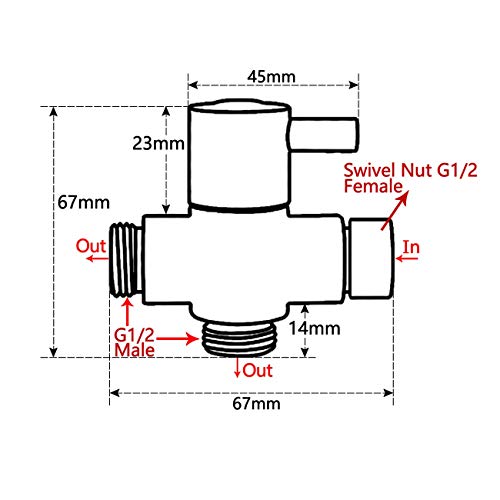 Brass Shower Arm Diverter Valve Polished G1/2 (Chrome) - color: Polished Chrome