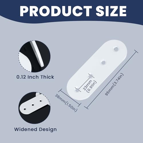 Alise 4 Pcs White Flat Mending Plates for Wood Furniture,100x38mm - color: White Finish, size: 100mmX38mm