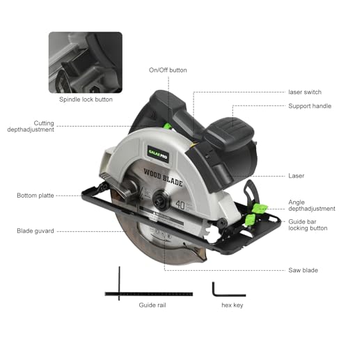 GALAX PRO 6000RPM 11Amp Corded Circular Saw with Laser