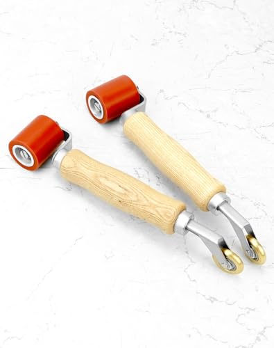 QWORK Seam Roller, 2 Pcs 40mm Silicone Seam Roller with 6mm Brass Detail Penny Roller, Smoothing Seam Roller Tool for PVC/TPO/EPDM Single Ply Roofing Tape - color: 2 Pcs