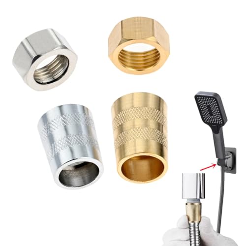 2 Set Shower Hose Nut and Screw Replacement Universal Stainless Steel Brass Adapter Joint Connector for Handheld Shower Head Hose Bathroom Bathing Water Pipe Attachment Repair Parts