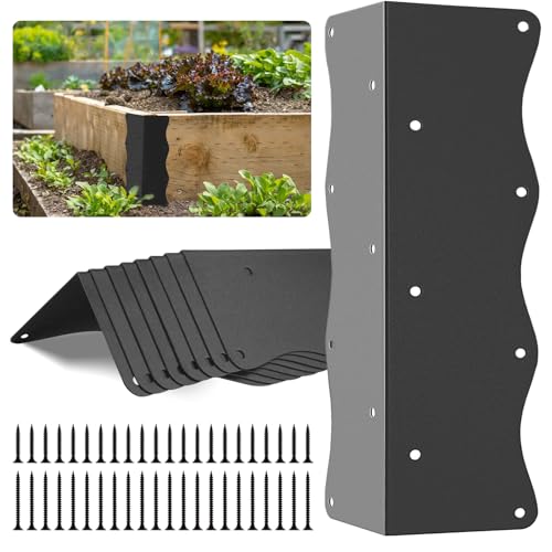 8 Pcs Metal Raised Garden Bed Corner Brackets L-Shape (11"x3"x3"), Black - color: Black