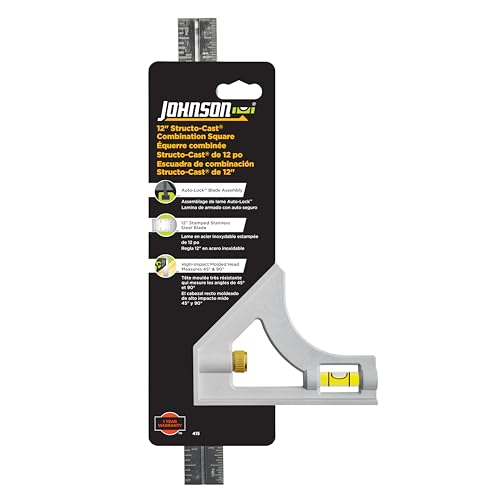 Johnson Level & Tool 415 Structo-Cast Combination Square, 12", Silver, 1 Square - style: Structo Cast Combination