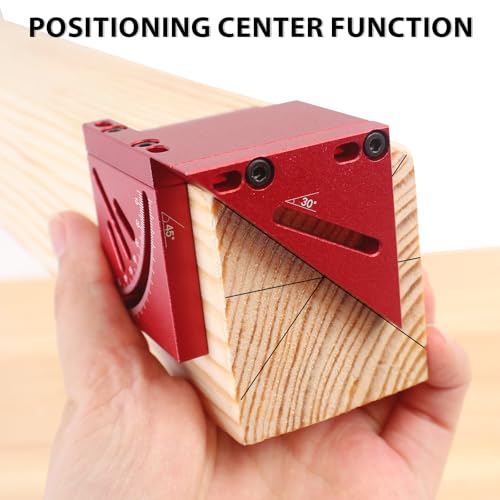 45/90 Degree Aluminum Alloy Woodworking Square Protractor, Multi Angle Measuring Ruler, High Precision Layout Measuring Tool for Engineer Carpenter (Red) - color: 3D-red