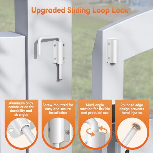 Upgraded Sliding Door Loop Lock, Gate Latches, White-4PCS - color: White-4PCS