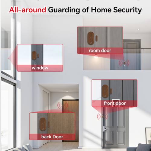 Sanjie Door Window Alarm Sensors, 5 Pack, 125dB, Volume Control - color: Brown