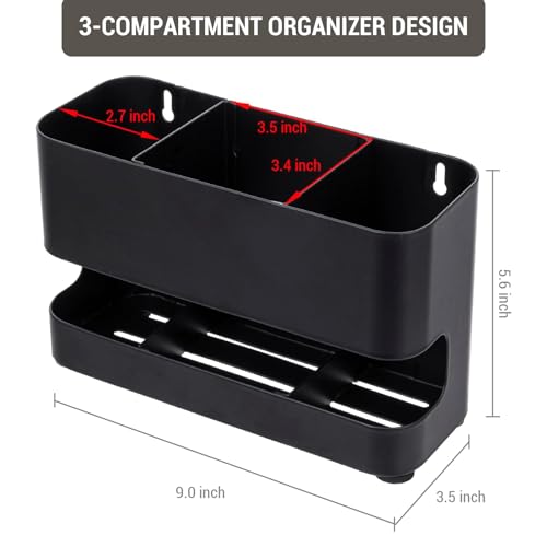 MyGift Wall Mount Salon Hair Tool Organizer with 3 Slots, Black Metal - color: Black, size: Medium