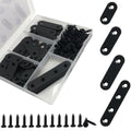 QSJ 40 Pack Black Corner Braces Flat Bracket Set 1.42/1.81/2.2/3inch Stainless Steel Metal Plate for Wood - size: 40Pcs Bracket Set (Strip-1.42/1.81/2.2/3'')