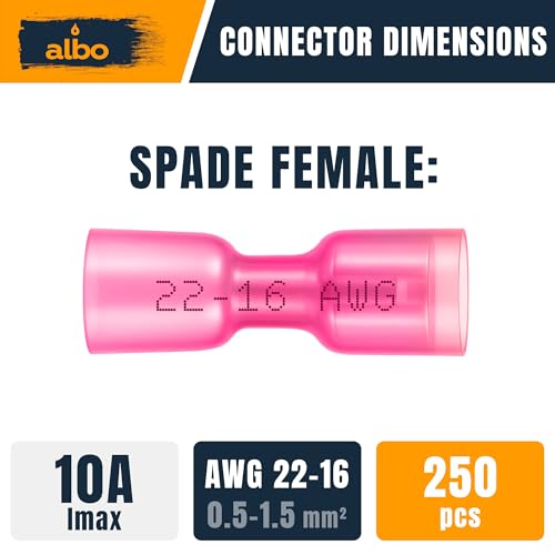 ALBO Heat Shrink Crimp Connectors (Female Red 22-16 AWG) - color: Female Red 22-16 AWG