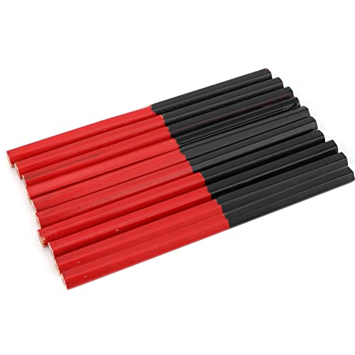 Dioche 10pcs Carpenters Pencils Red Blue 2 Core Hex 2 Head DIY Woodworking Pen Hand Tools Carpenters Pencil Set for Woodworking, Framing, Construction & Multi-Surface Marking