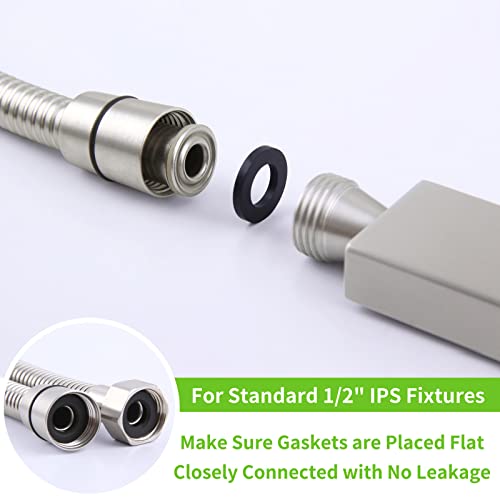 Angle Simple Brushed Nickel Flexible Shower Hose 59 Inches, 1/2" IPS - color: Brushed Steel, size: 59 Inch
