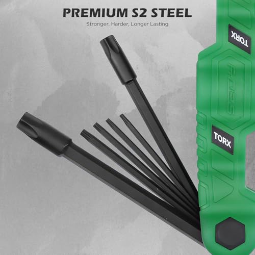 11-Piece Large Folding Torx Key Set (T9–T55), Heavy Duty Folding Star Wrench Set, Portable Compact Tool for Archery, Bike Repair, Furniture, and Basic Home Maintenance(Green) - style: 11-Piece Torx (Folding - Green)