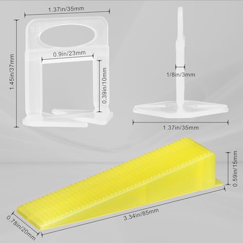 DGSL Tile Leveling System with Rubber Mallet and Tile Plier - 1000-Piece Tile Spacers 1/8 Inch Tile Clips and 200-Piece Reusable Wedges Tile Leveling Tools for Tiles and Stone Installation - size: 1/8 Inch * 1000 Clips