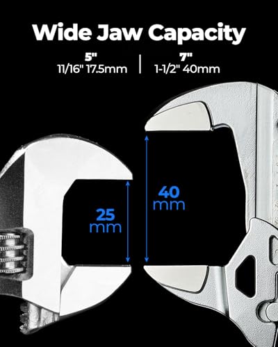 toolant 5/7-Inch Chrome Plated Pliers Wrench Set, CR-V Adjustable Wrenches with Anti-Rust Coating, Smooth Parallel Jaws, Comfort Grip, Storage Pouch for Home Repair, Plumbing, Nuts & Pipes - size: 5/7-inch Chrome
