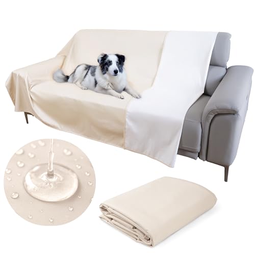 Thin Reversible Waterproof Protective Bed Cover (Queen Size, 96 x 82 inch), for Dogs and Cats, Babies; Incontinence, Dirt, Drool - color: Beige, size: Queen 96 x 82 inch