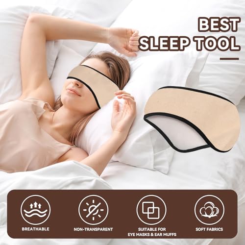 Agatige Sleep Ear Muffs, Soundproof Sleep Earmuff Headband Sleeping Noise Cancelling Ear Wrap Muffs Winter Women Sleep Mask - color: Beige