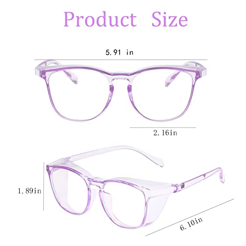 Safety Glasses for Men Women, Anti Fog Safety Goggles Comfortable Blue Light Blocking UV Protective Adult Nurse - color: Square Purple 1pack
