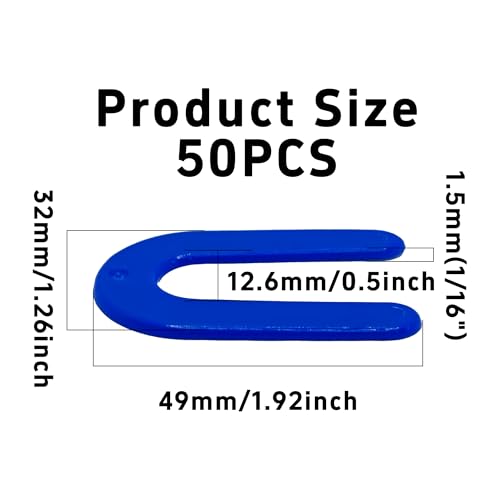 50PCS Horseshoe Tile Spacers, 1/16 Inch U-Shape Plastic Structural Shims for Tile Leveling System, Blue Tile Leveling Clips for Ceramic Floor and Wall Installation - size: 1/16 Inch