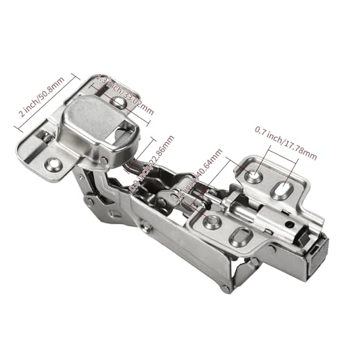 BADALU 175 Degree Kitchen Cabinet Hinges (1 Pair, 2 PCS) Concealed Hydraulic Adjustable Mounting, Soft Closing Nickel-Plated Steel Buffer Dampers for Frameless Cabinet Doors(Detachable Full Overlay) - style: Detachable 175° Full Overlay - 2 Pack
