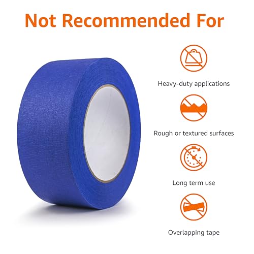 Amazon Basics Blue Painters Tape, Protects Surfaces, Removes Easily, No Residue, 1.88" x 60-Yard, 6 Rolls
