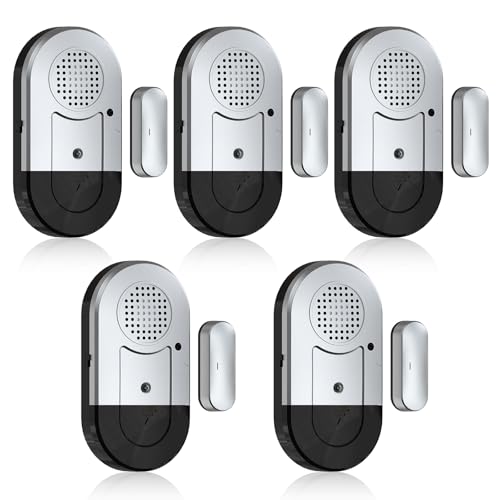 Sanjie Door Window Alarm Sensors, 5 Pack, 125dB, Volume Control - color: silver