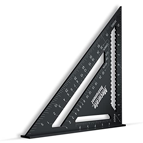 Mecurate 12 Inch Heavy-Duty Aluminum Alloy Triangle Rafter Square, Durable Carpenter's Layout Tool with Easy-to-Read Scales for Angle Measurement, Marking & Cutting Guide - size: 12 Inch