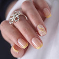 CurvLife Short Square French Tip Press On Nails, Crystal Whisper - color: Lemon Glaze