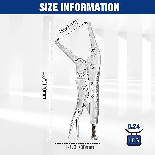 WORKPRO 4-1/2 inch Mini Long Nose Locking Pliers - size: 4-1/2"
