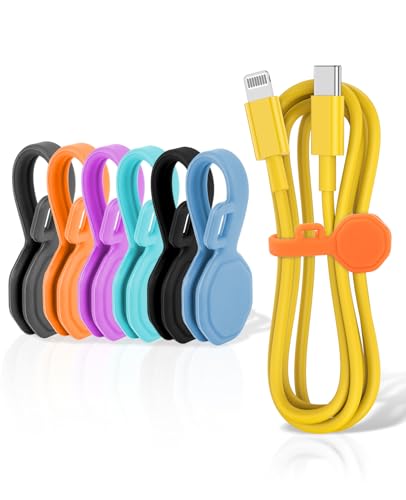 6 PCS Silicone Magnetic Cable Ties, Reusable cord Organizer clips - size: 6-PCS