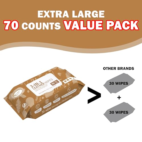 Air Jungles 3in1 Leather Cleaner Wipes 70 Count (3 Pack), XL 8x10 Inch - size: 70 Count (Pack of 3)