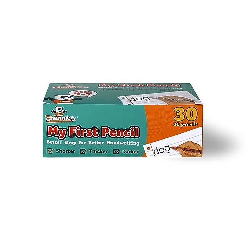 Channie's Extra Thick Pencils for Kids - Ideal for PreK and Kindergarteners Learning Handwriting - Box of 30 Pencils, Perfect for Classroom Prizes and School Supplies - Wooden - style: Wood Panda, Ages 3-7 (My First Pencil)