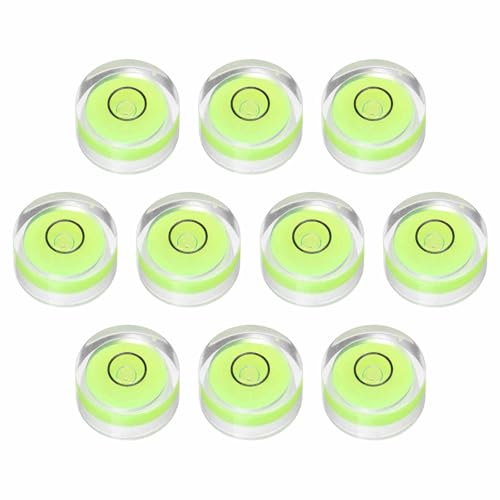 10pcs Round Bubble Level 18x9mm - Mini Circular Bullseye Spirit Levels Measuring Layout Tools for Leveling Camera/Tripod/Telescope/Workshop/Turntable/Pictures Frame, Green - color: Green, size: 18x9mm