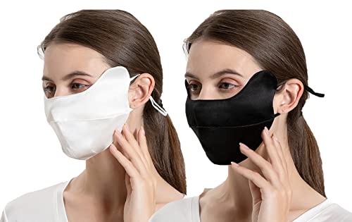 100% Mulberry Silk Lightweight Breathable Face Mouth Mask Cover Sunscreen Wind Against Dust Washed Reusable - color: Color#2
