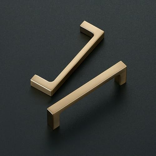Ravinte Champagne Bronze Kitchen Square Cabinet Handles 3-1/2 Inch 10 Pack - size: 3-1/2 Inch Hole