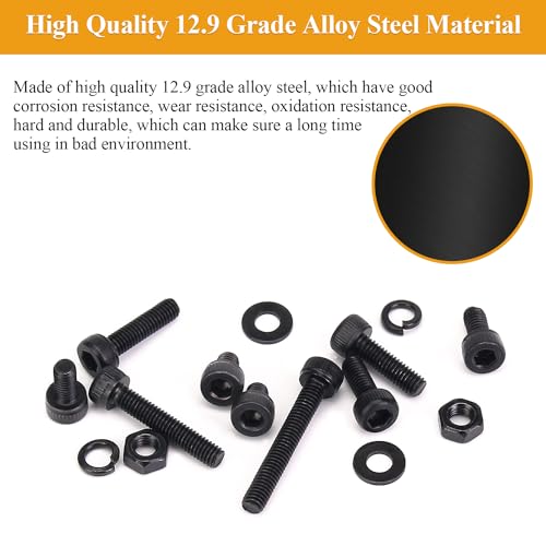 105 Pieces M3 x 5mm Socket Head Cap Screws, Thread Pitch 0.5mm, Sutemribor M3 Black Screws, 12.9 Grade Alloy Steel, Black Oxide Finish, Fully Threaded - size: M3 x 5mm, style: Socket Head