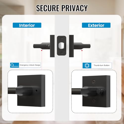 HOSOM Interior Privacy Door Handle,Keyless Lockset,Matte Black Knob,1 Pack - color: Matte Black