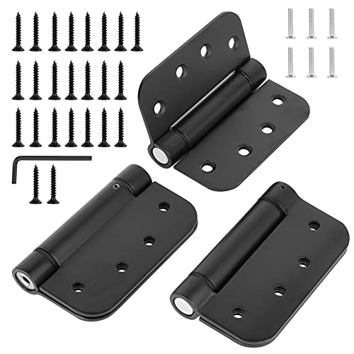 Adjustable Spring Door Hinges,4"X4",Matte Black,3Pack