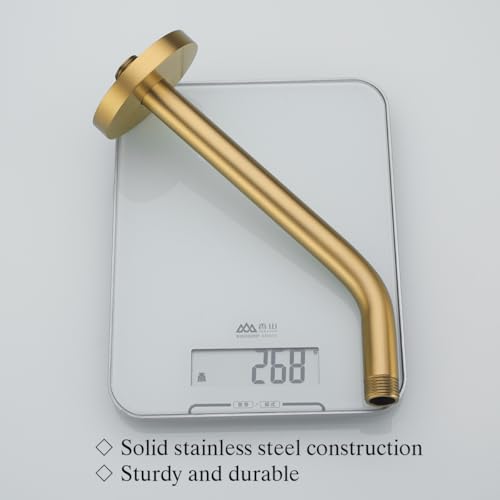 RANDOM 10 Inch Champagne Bronze Shower Arm with Flange,90 Degree Rain Shower Head Extension Arm.RD91018-10-CB - color: 10″Champagne Bronze(Round Flange)