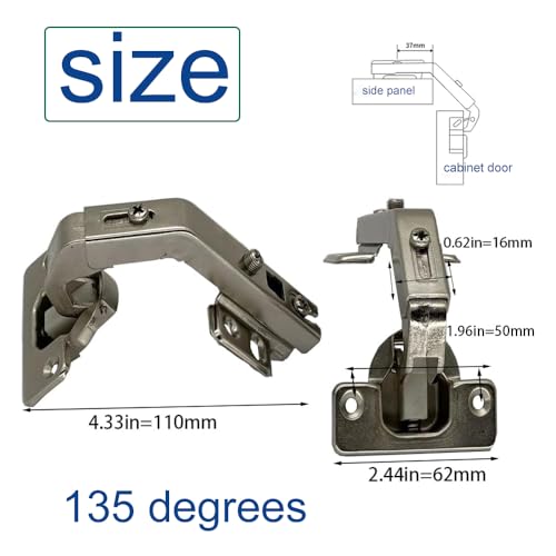 2pcs DTC 135° Corner Cabinet Hinges 135-degree Soft Close Hinges for Corner Kitchen Cabinet Replacement Hardware