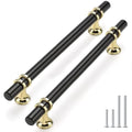 Rergy 10 Pack 6-1/4 Inch Hole Center Black and Gold Cabinet Handles - color: Black&Gold, size: 6-5/16in Hole Center(160mm)