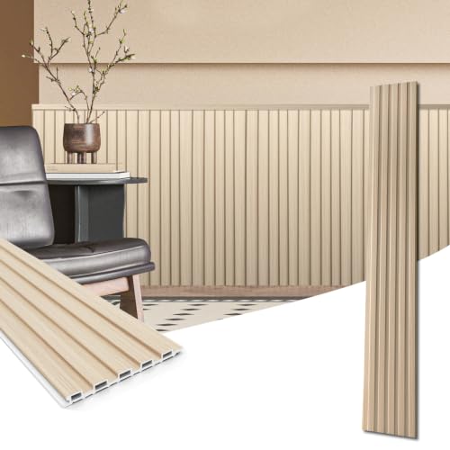 Art3d 48 x 6 Inch WPC Wood Slat Wall Panels, 3D Wall Accents, 16-Pack, Oak | Real Wood Grain, Durable, Water Resistant, Wear-Resistant, No Emission, Eco-Friendly, Easy to Care, for Living Room, Bedroom - color: Oak, size: 48" * 6"