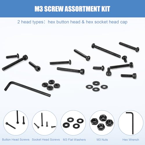1600PCS M3 Screw Kit, M3 Screws Button Socket Head Screws with M3 Bolts - size: 1600PCS