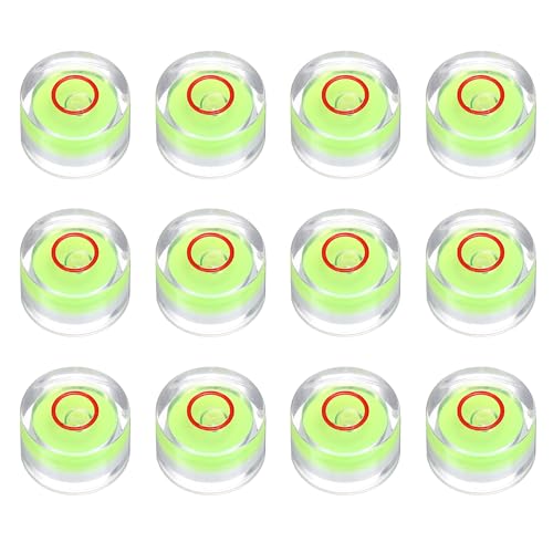 HARFINGTON 12pcs Circular Bubble Spirit Level 12x7.5mm Mini Round Bubble Spirit Level Little Measuring Layout Tools for TV Industrial Carpentry Picture Frame, Green/Red - color: Green/Red, size: 12x7.5mm