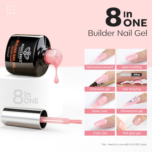 modelones Base Coat Builder Nail Gel, 2 Pcs Clear and Rose Nude Pink - color: Builder Clear Rose