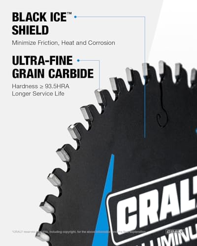 CRALY 4-1/2 Inch 42 Teeth Aluminum and Non-Ferrous Metal Cutting Circular Saw Blade, 3/8 mm Arbor, Carbide Tipped, Thin Kerf, Black Ice™, for Thin Aluminum, Plastic, Composite(C0442AL) - size: 4-1/2", 3/8" arbor, 42T