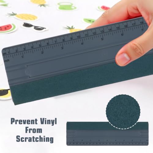 Wallpaper Smoothing Tool, Professional Vinyl Squeegee with Ruler | Felt Squeegee for Vinyl Decals Sticker Paper Wallpaper Window Film Tools (Gray, 10inch) - size: 10in Gray