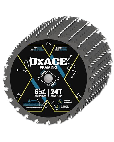 6-1/2-Inch 24-Tooth Circular Saw Blade with 5/8-Inch Arbor, Framing Wood Cutting, Carbide Tip, Thin Kerf, for Plywood, MDF, OSB, Laminated, 10 Pack - size: 6-1/2", 5/8" Arbor, 24T, 10pc