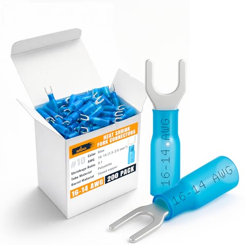 ALBO Heat Shrink Crimp Connectors (Fork 200pcs Blue #10 AWG 16-14) - color: Fork 200pcs Blue #10 AWG 16-14