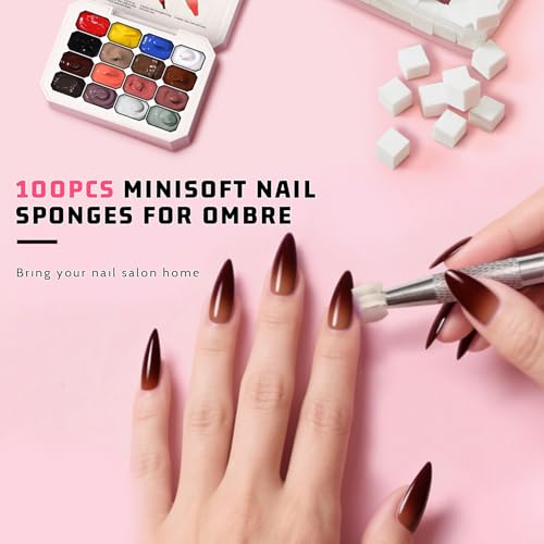 Ombre Gel Polish Palette,16Colors Pat Gel Paint Nail Art Kit Sponge Patting - color: 16 Colors J