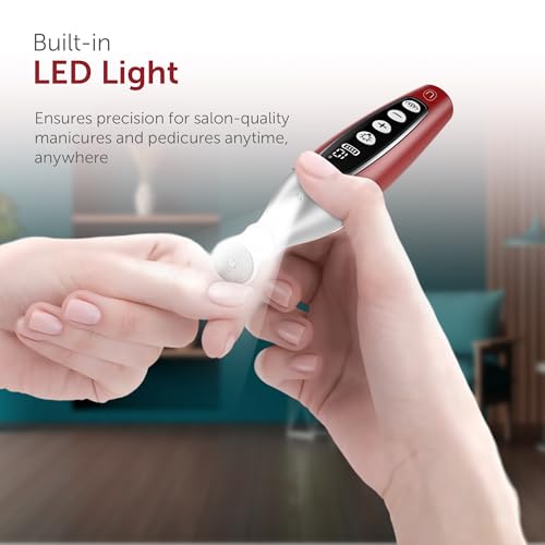 PediLux Pro Professional Manicure Pedicure Kit, Cordless Electric Nail File Drill Set, Thick Toenail Grinder, Toe Nail Dremel Tools, Filer, Buffer, Sander, Remove Cuticles, Callus for Women & Men - style: Red (Limited Edition)